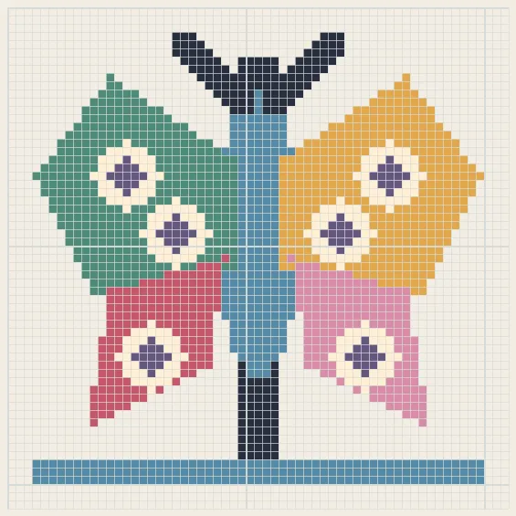 Art nouveau moth perler bead pattern