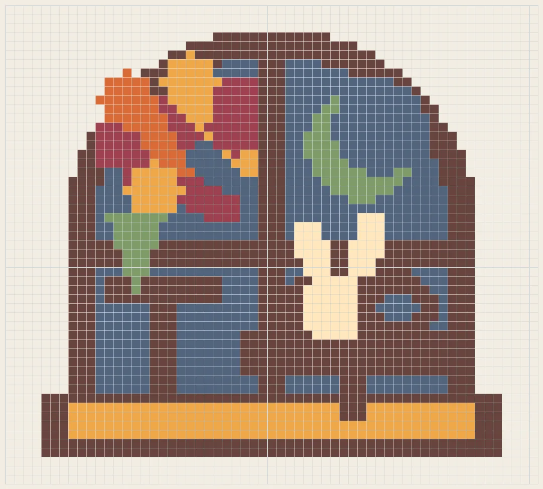 Autumn cafe window perler bead pattern