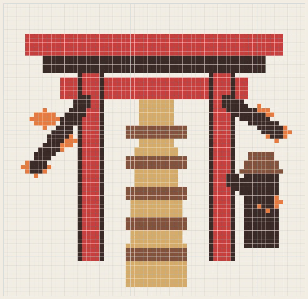 Autumn torii and maples perler bead pattern