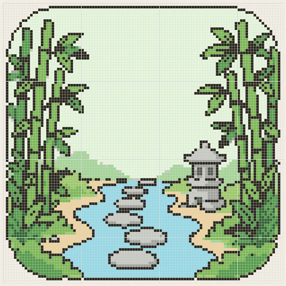 Bamboo grove stream perler bead pattern