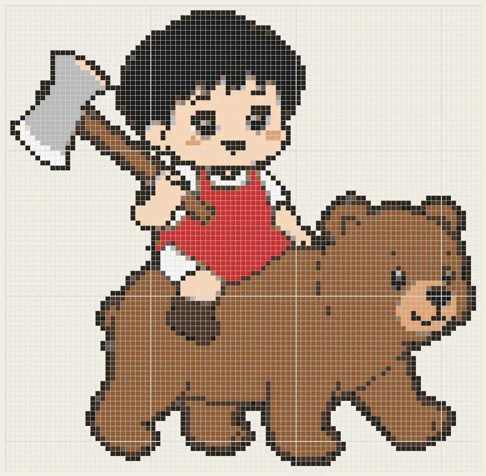 Bear rider boy perler bead pattern