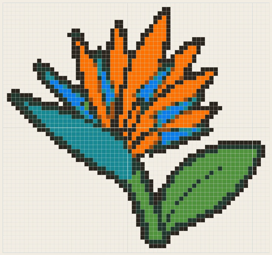 Bird of paradise flower perler bead pattern
