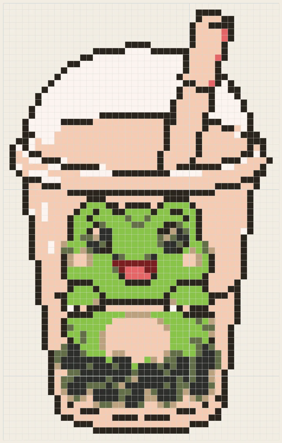 Boba tea frog perler bead pattern