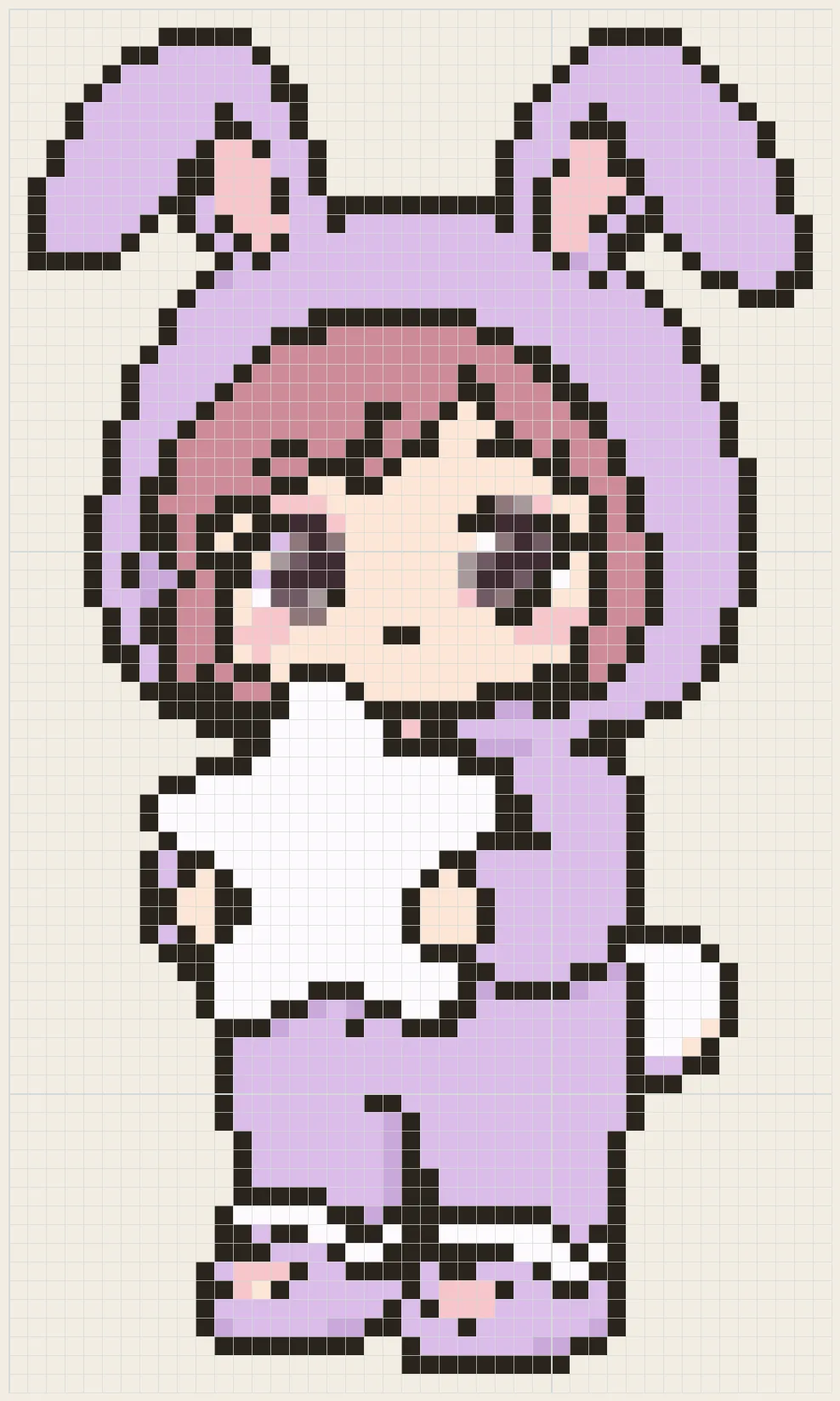 Bunny pajama girl perler bead pattern
