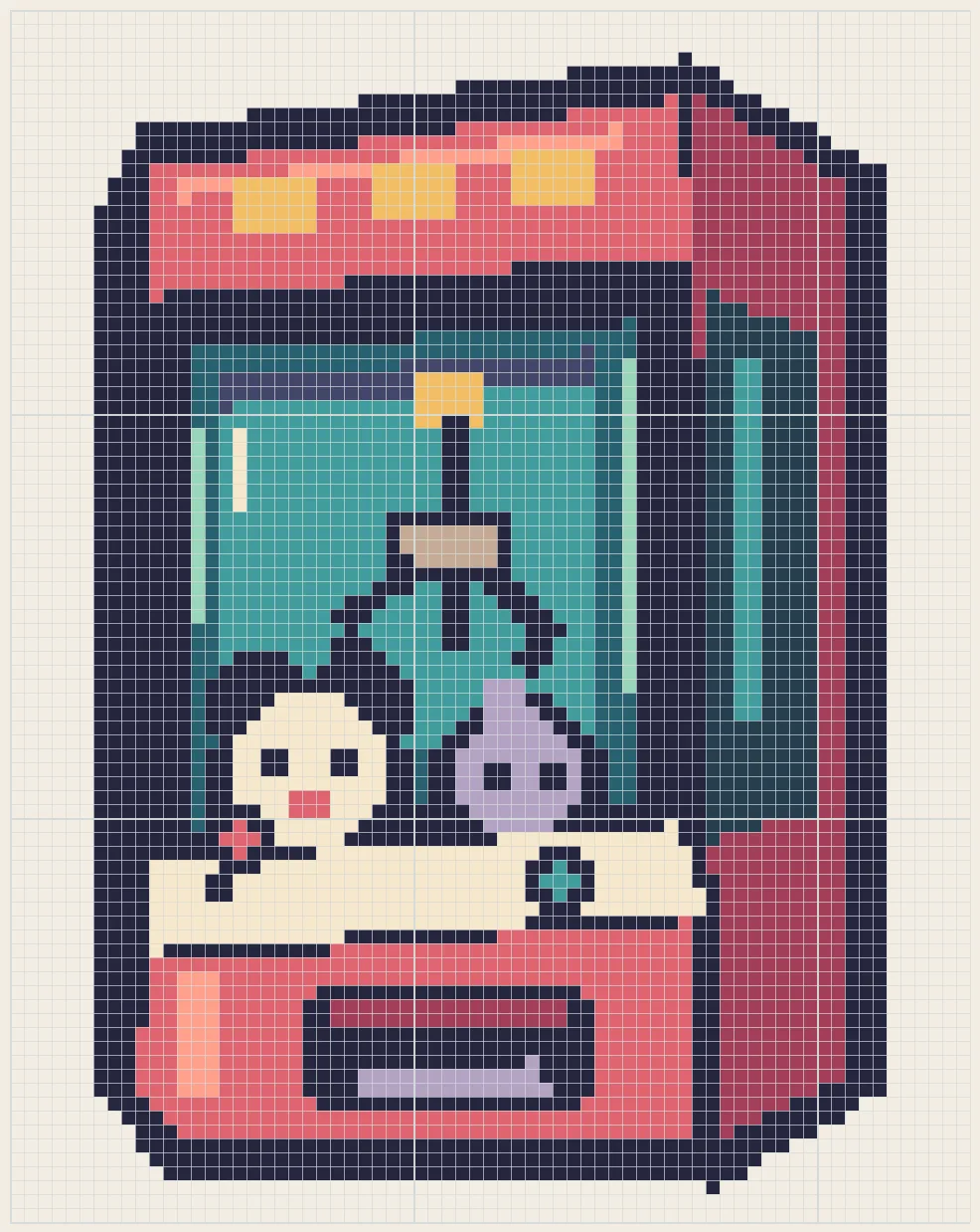 Candy-colored claw machine perler bead pattern