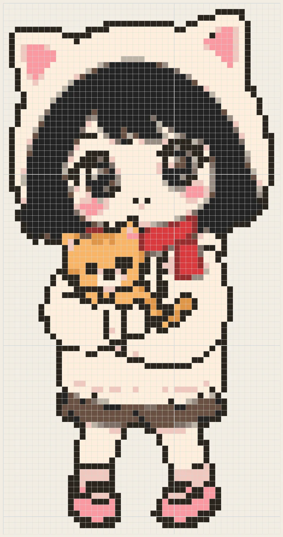 Cat hoodie girl perler bead pattern