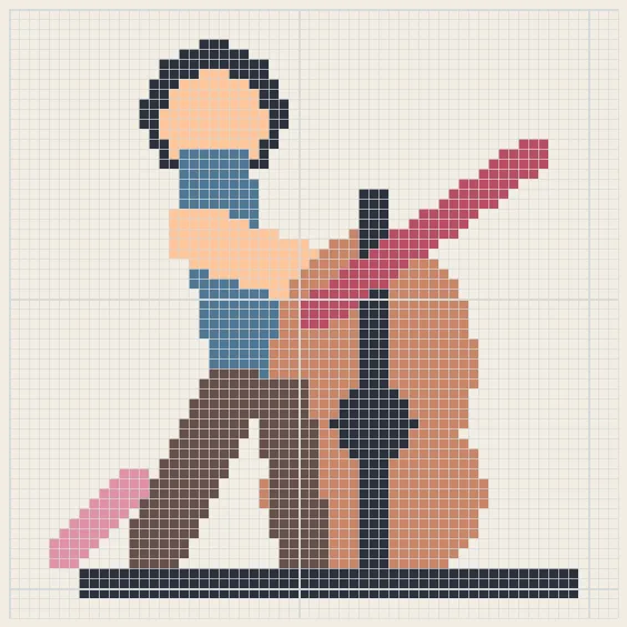 Cellist on stage perler bead pattern