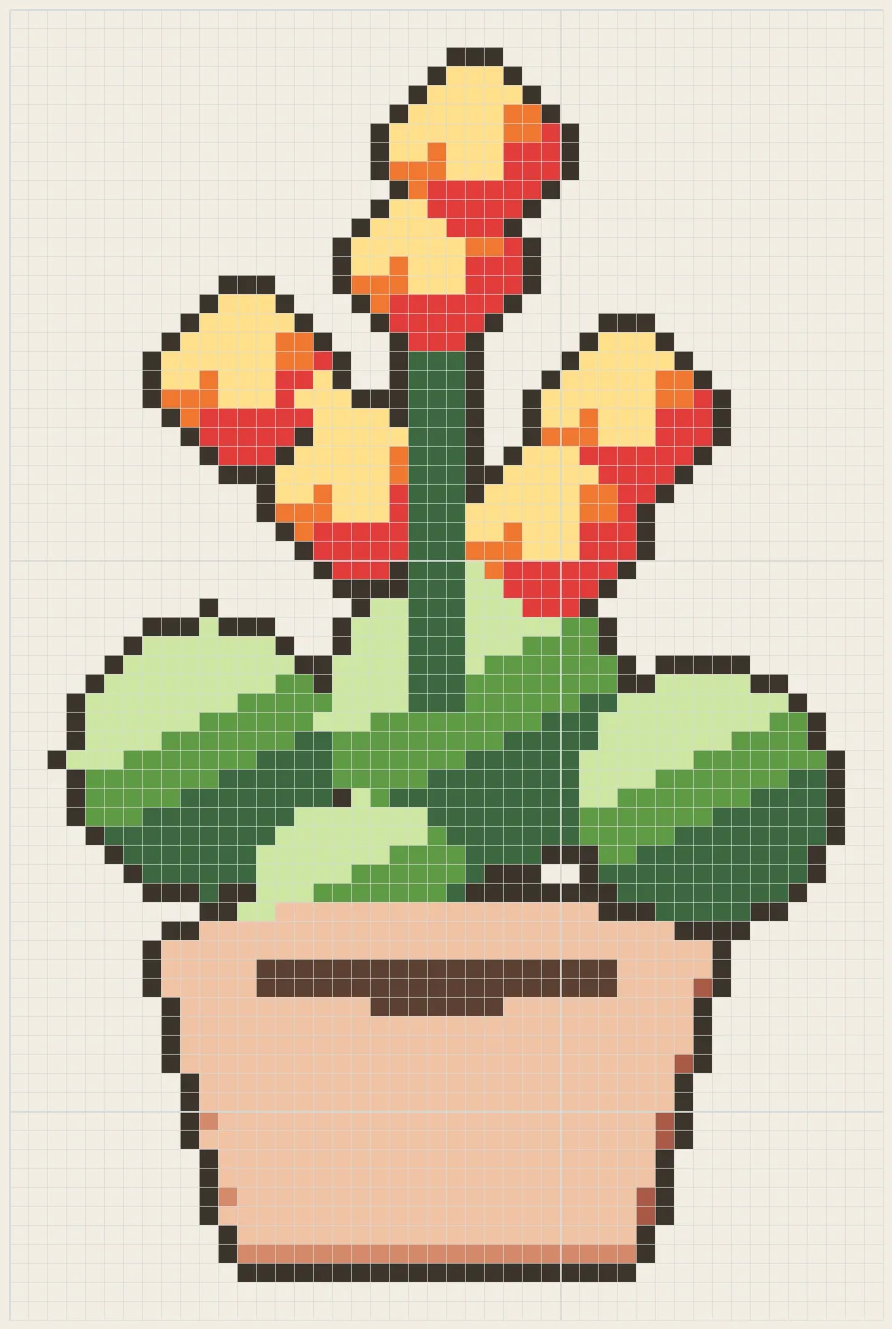 Coral flower cluster perler bead pattern