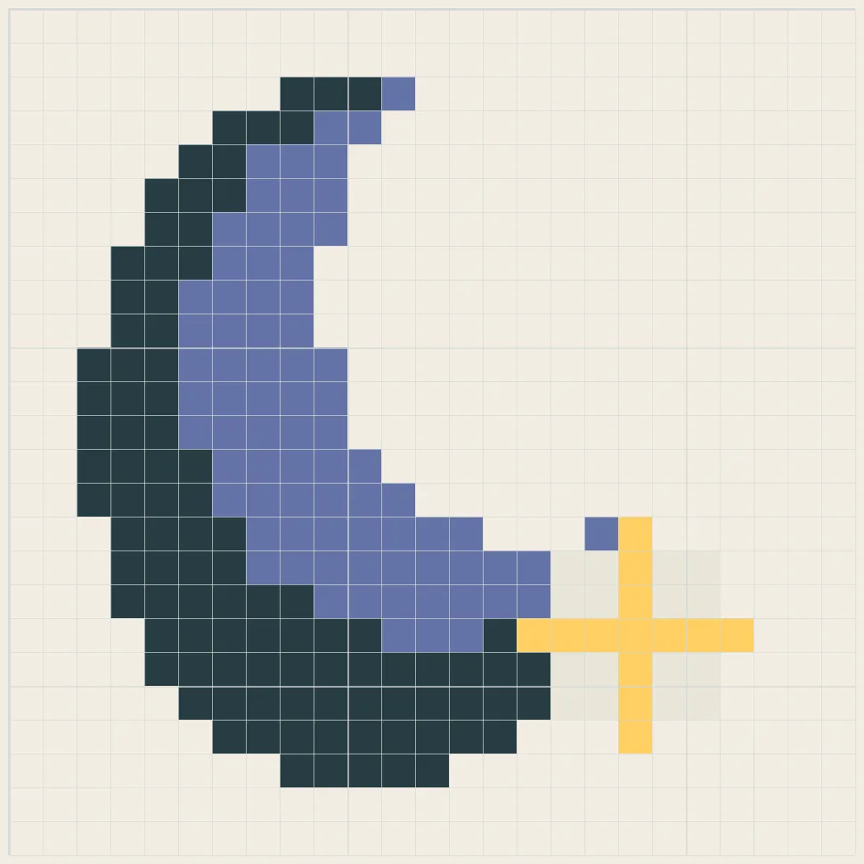 Crescent and star perler bead pattern