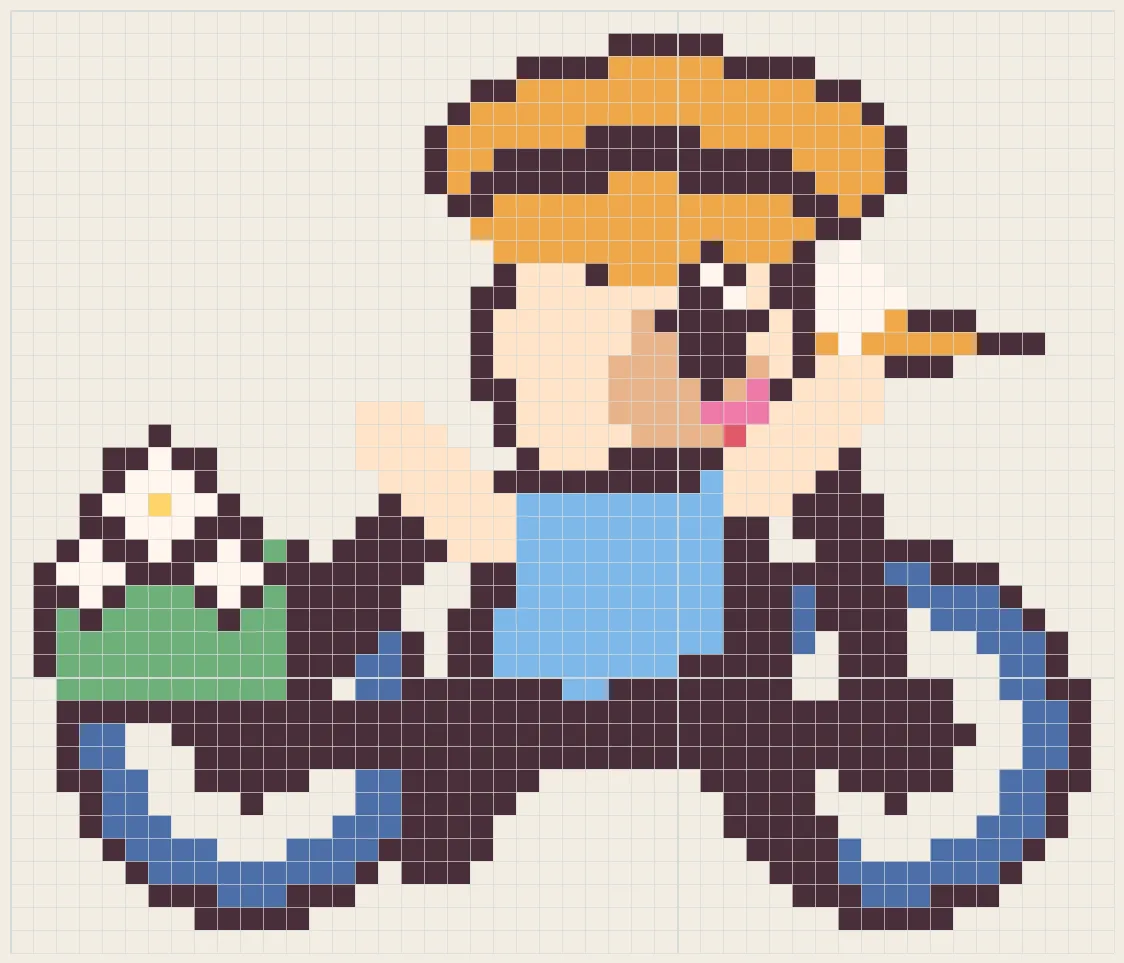 Daisy bike girl perler bead pattern