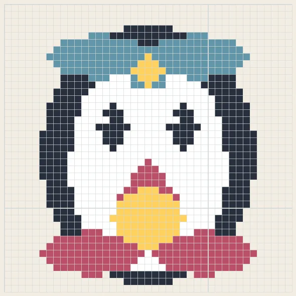Dapper penguin perler bead pattern