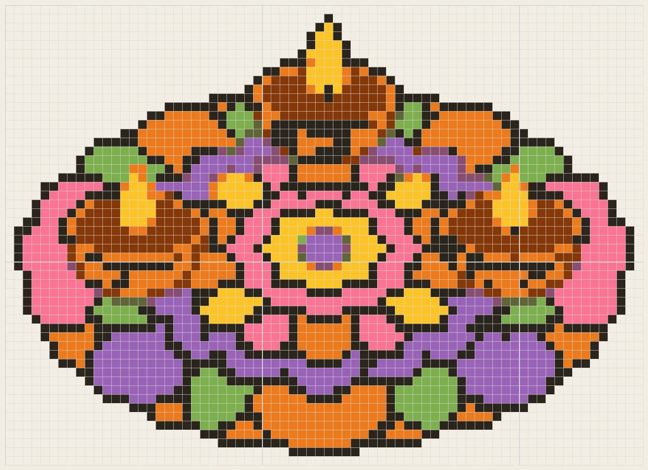 Lamps on a rangoli perler bead pattern
