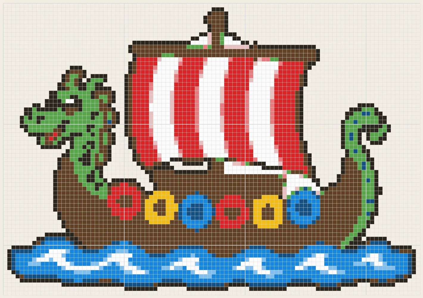 Dragon prow longship perler bead pattern