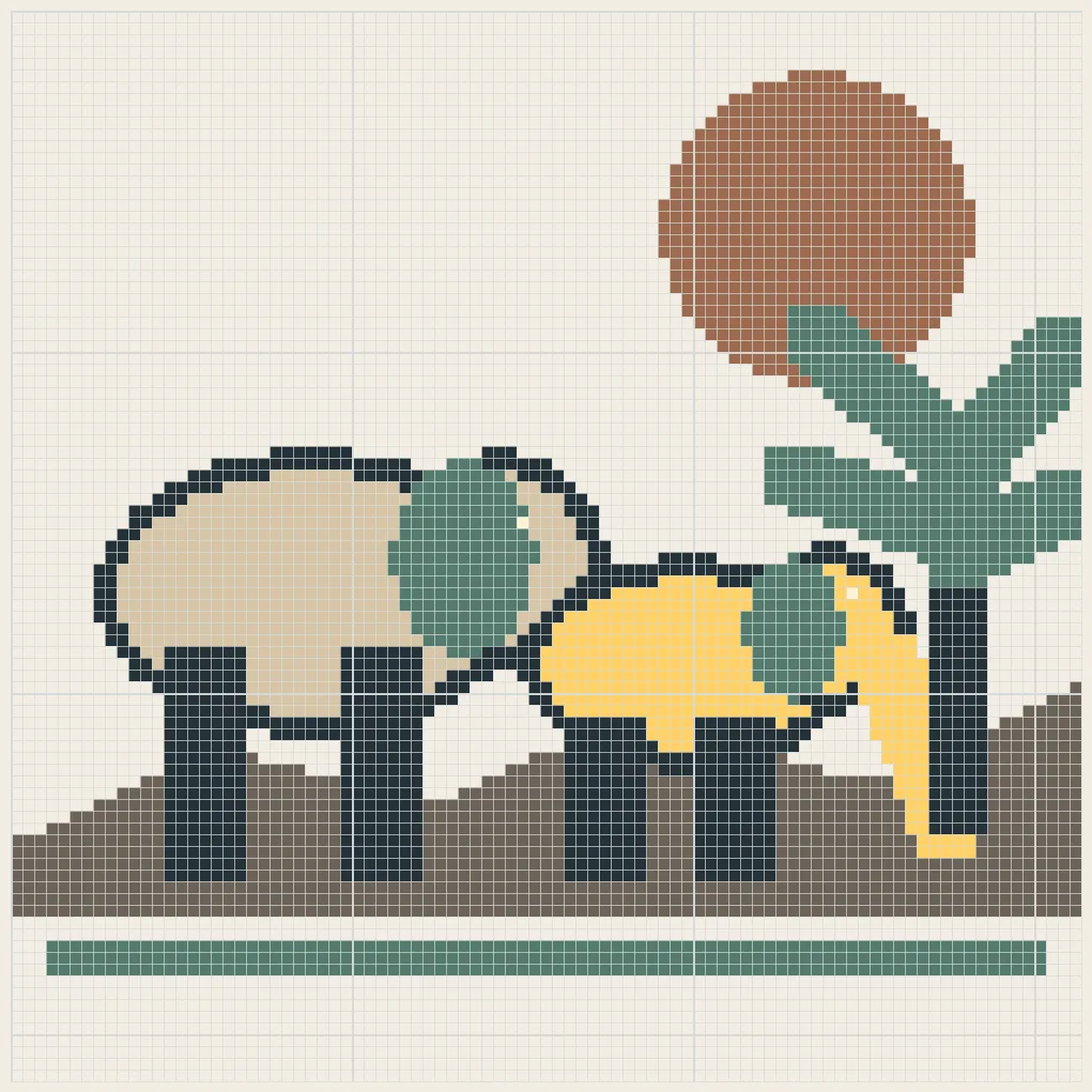 Elephant sunset march perler bead pattern
