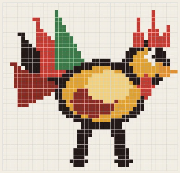 Fan rooster perler bead pattern