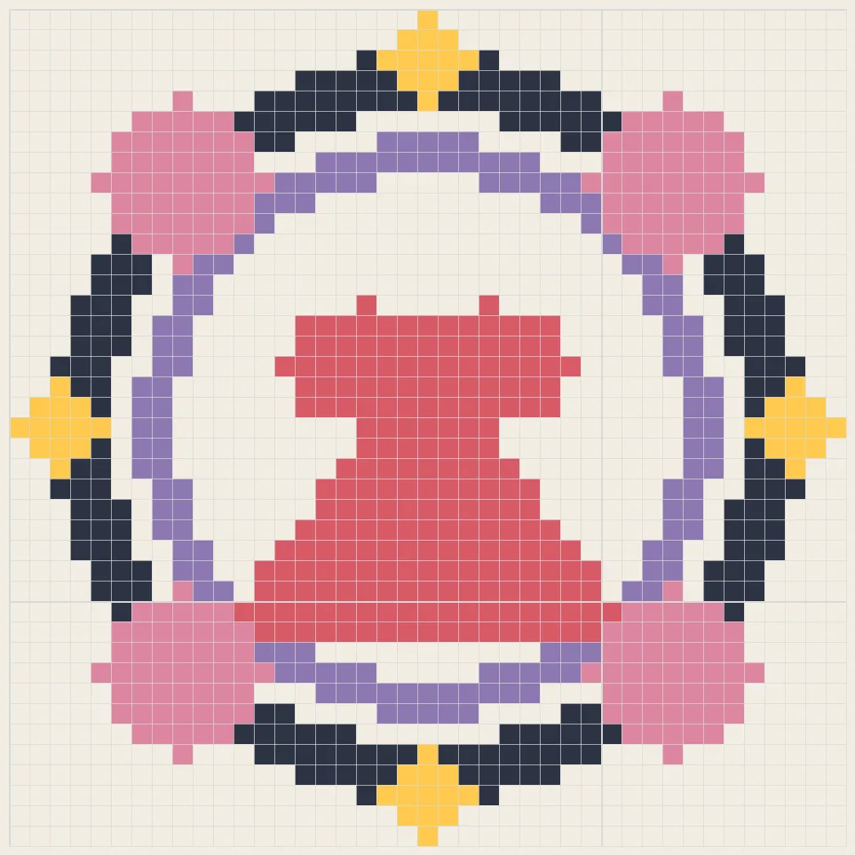Floral monogram perler bead pattern