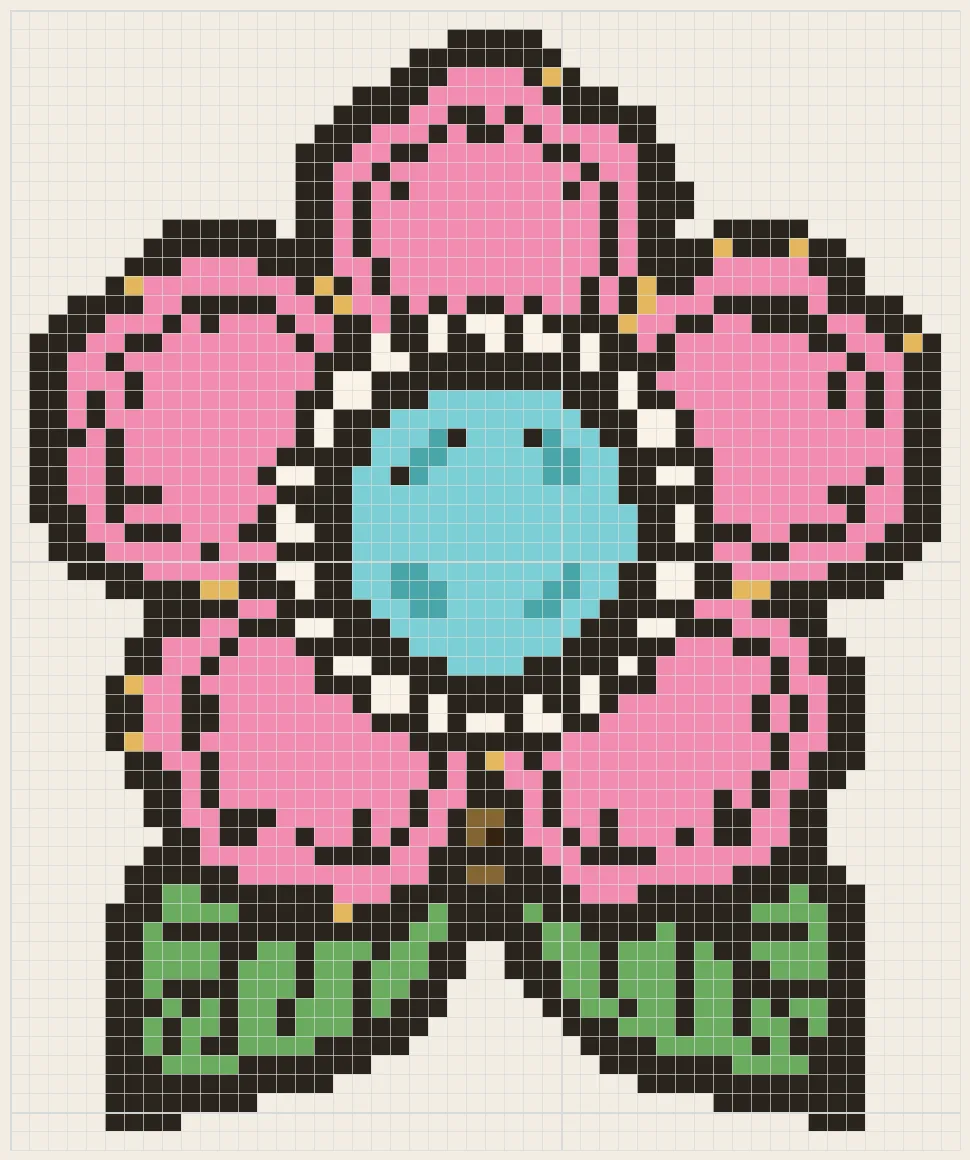 Flower gem brooch perler bead pattern