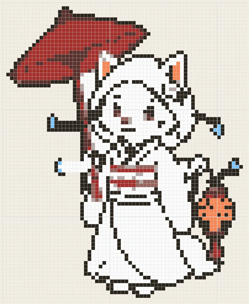 Fox bride in the rain perler bead pattern
