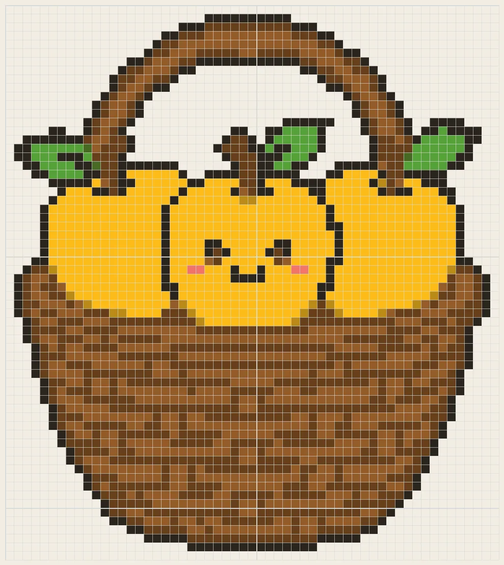 Golden apple basket perler bead pattern
