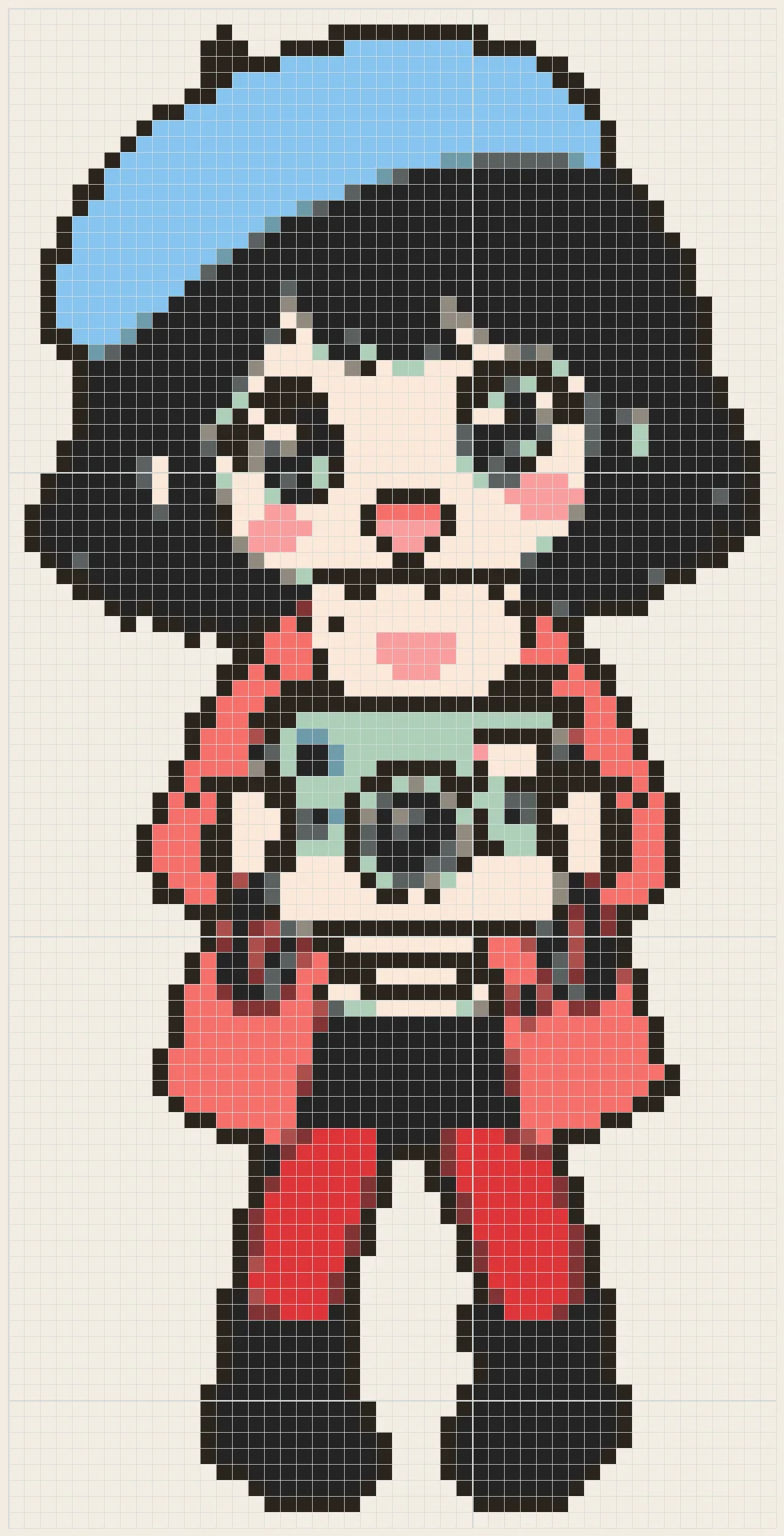 Instant camera girl perler bead pattern