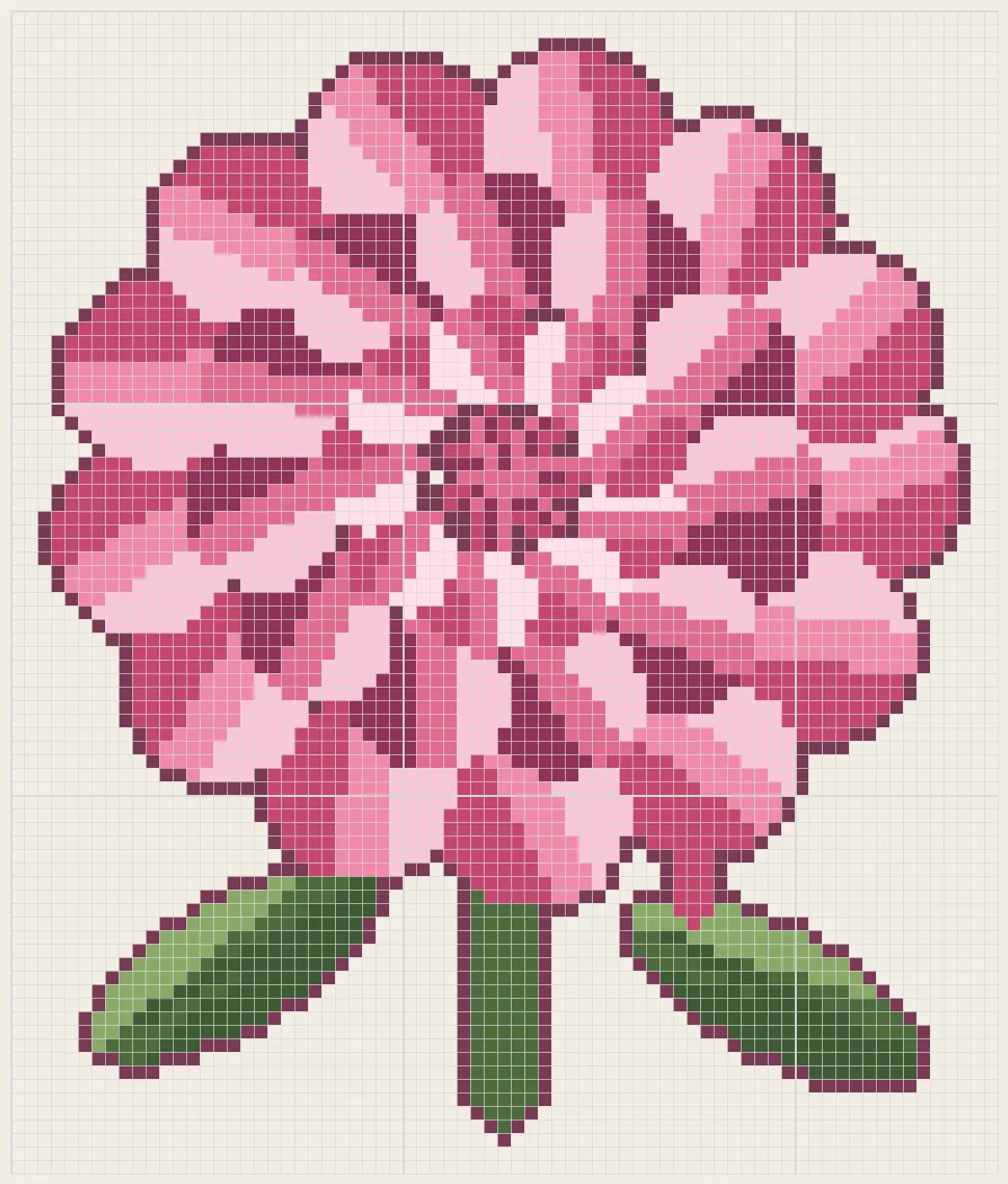 Layered ball peony perler bead pattern