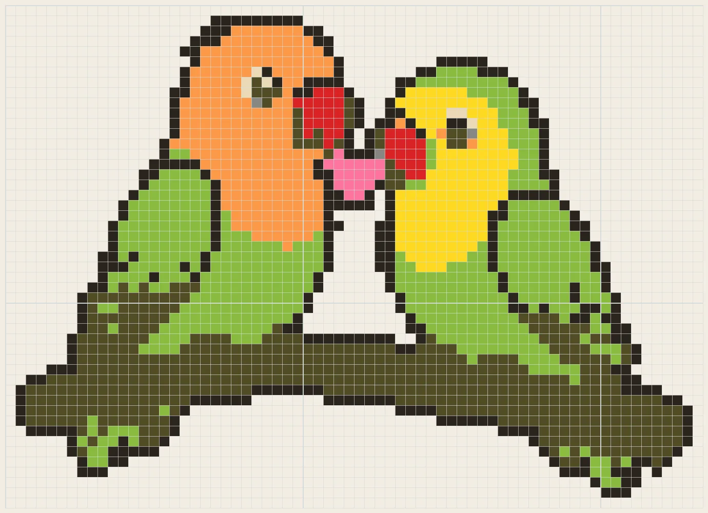 Lovebird pair perler bead pattern