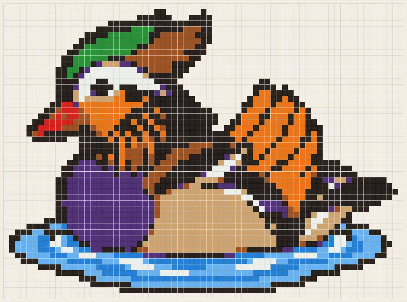Swimming mandarin duck perler bead pattern