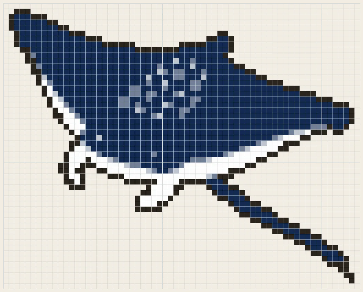 Gliding manta ray perler bead pattern