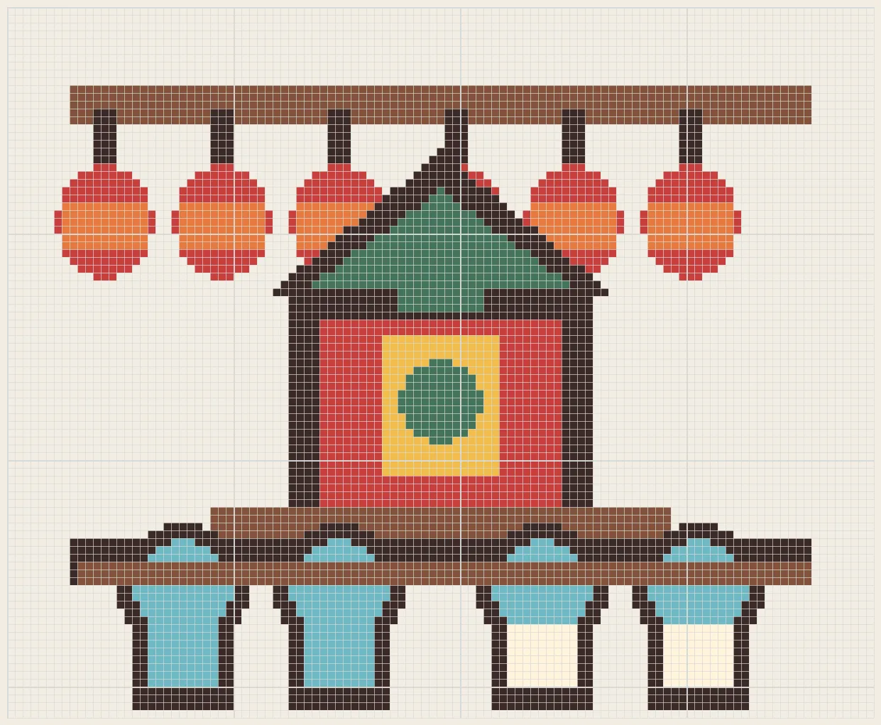 Mikoshi festival street perler bead pattern