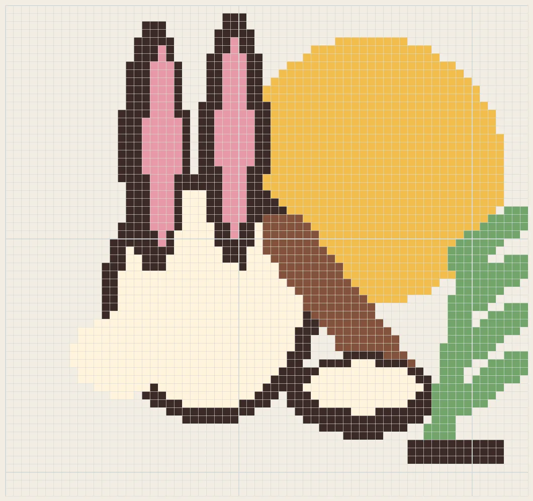 Moon-viewing rabbit perler bead pattern