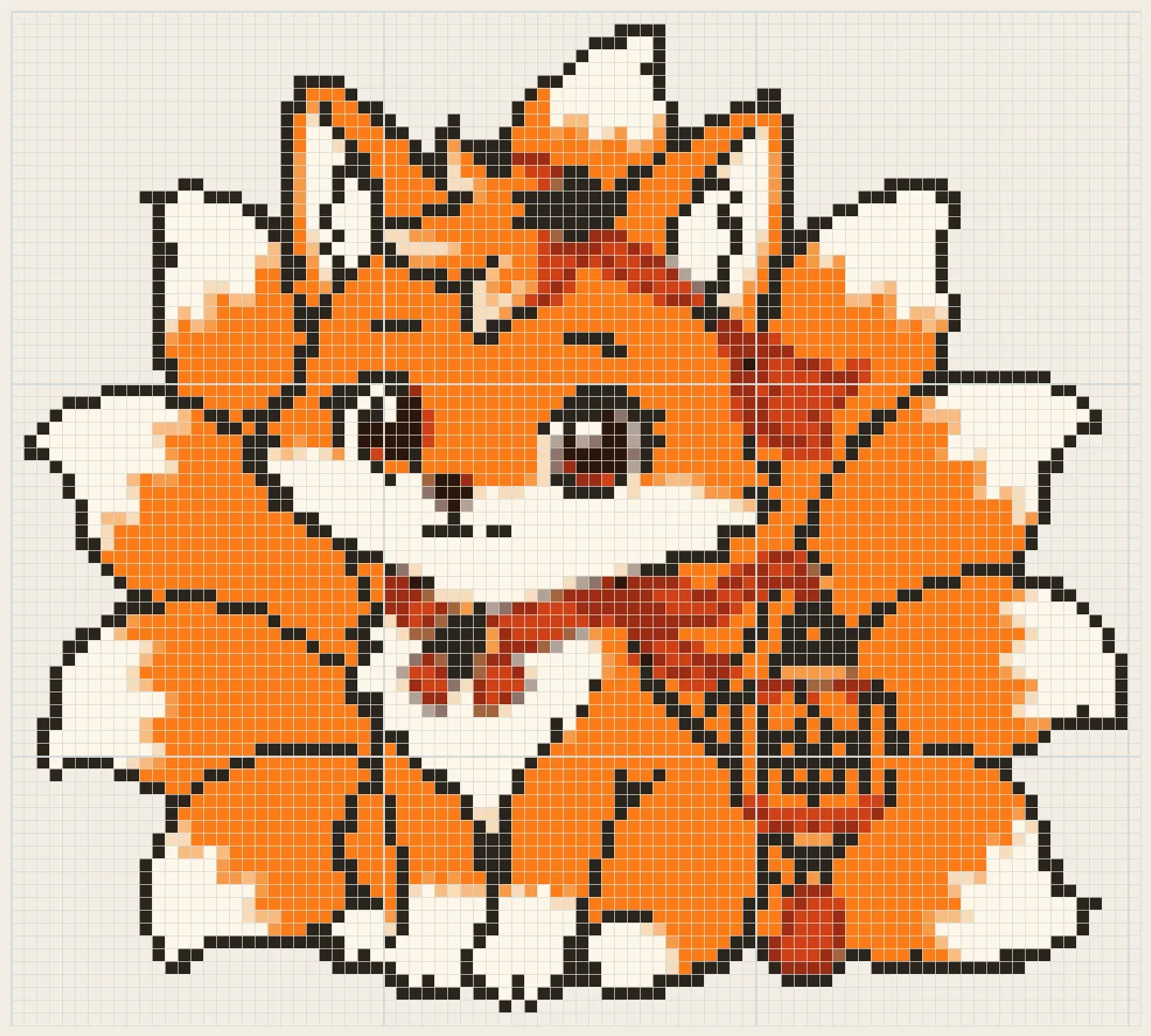 Nine-tail fox perler bead pattern