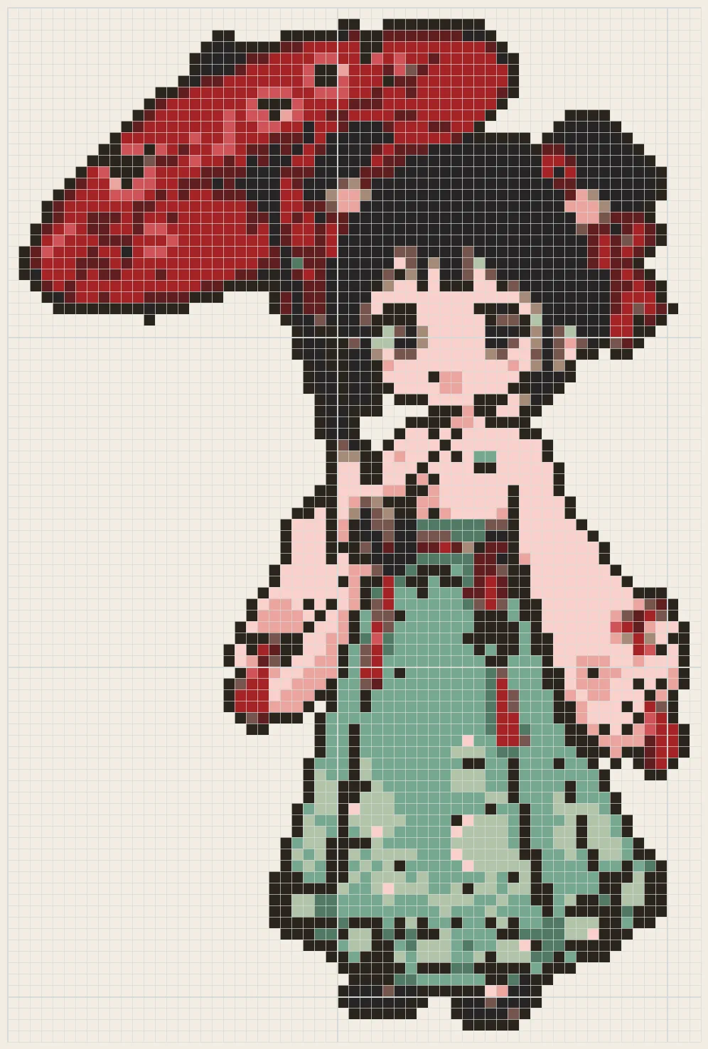 Hanfu girl with umbrella perler bead pattern