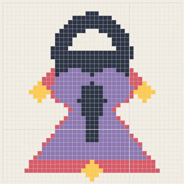 Ornate heart lock perler bead pattern