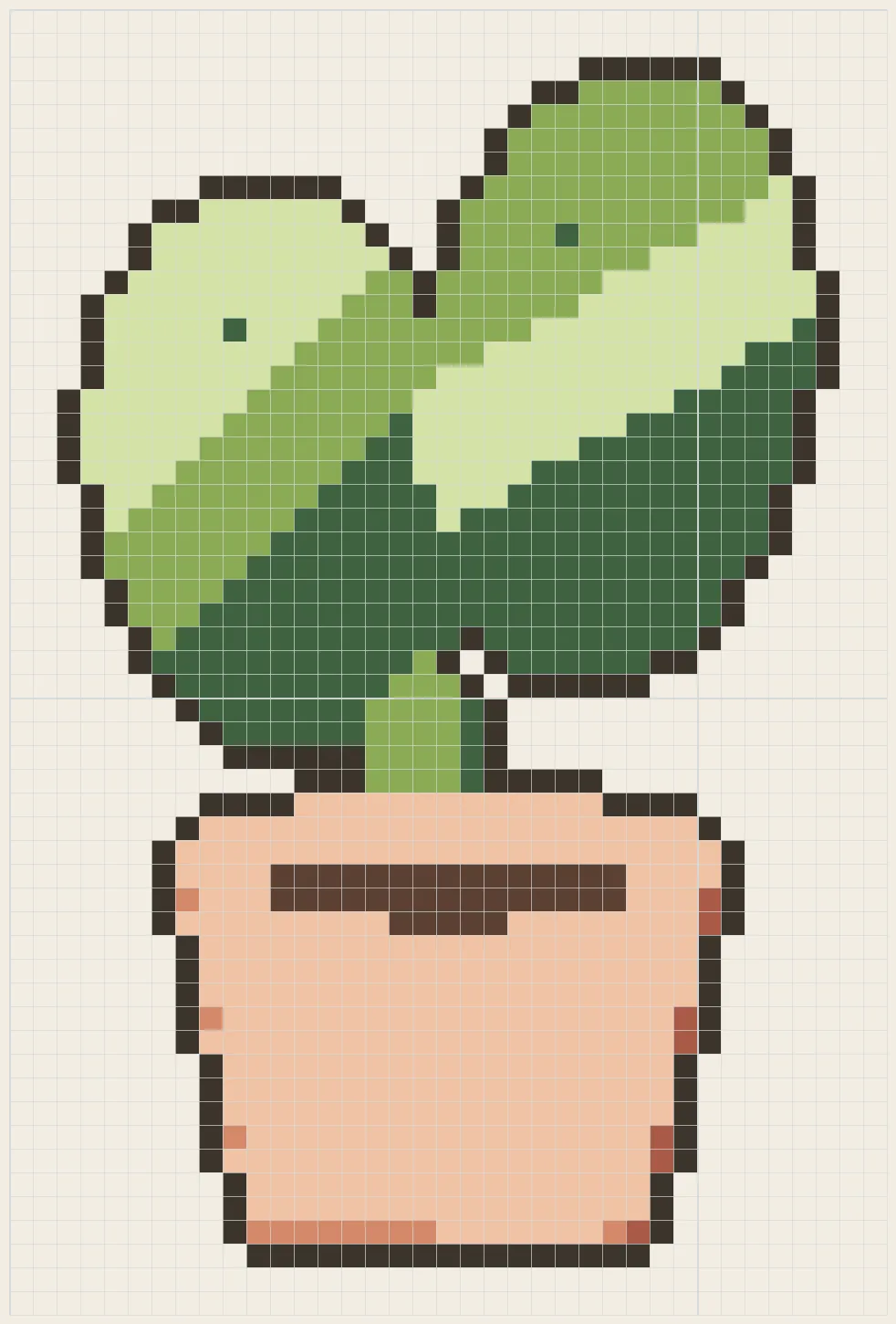 Two-pad cactus perler bead pattern