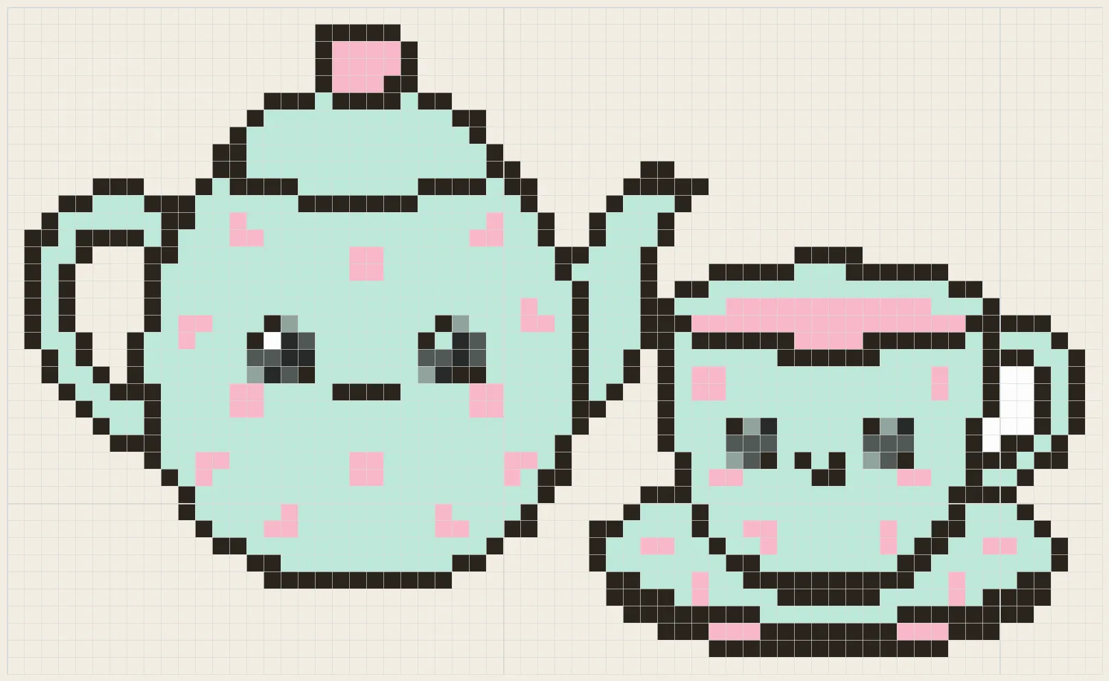 Polka-dot tea set perler bead pattern
