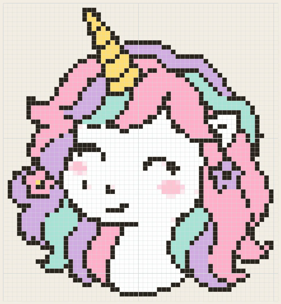 Pastel unicorn perler bead pattern