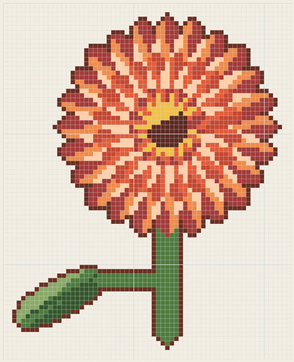 Pointed dahlia perler bead pattern