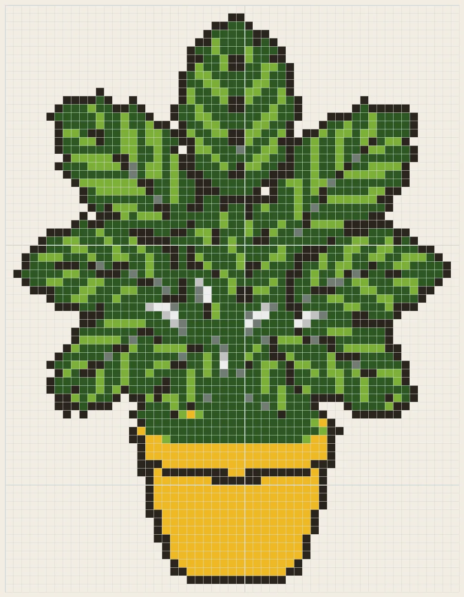 Striped prayer plant perler bead pattern