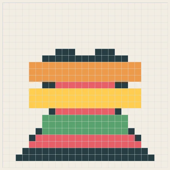 Rainbow heart perler bead pattern