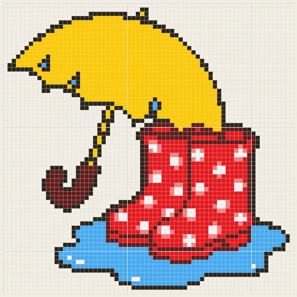 Umbrella and rain boots perler bead pattern