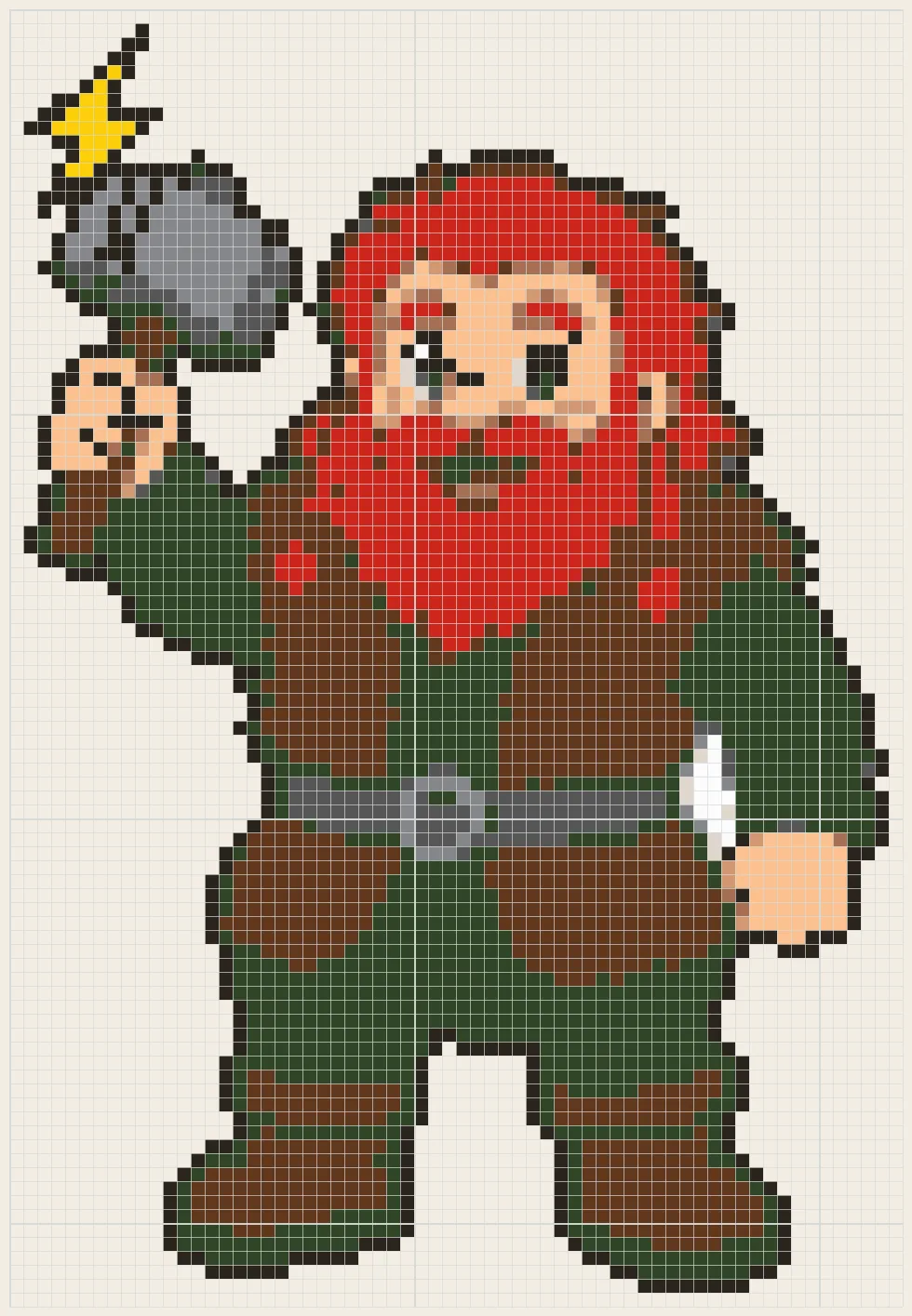 Red-beard hammer warrior perler bead pattern