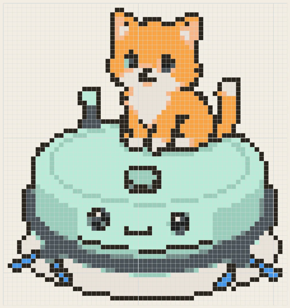Kitten on a robot vacuum perler bead pattern