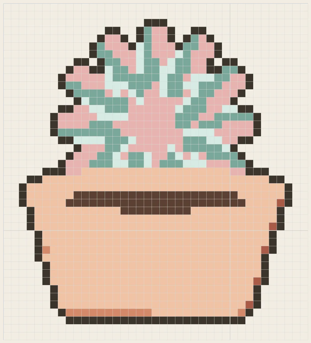 Rosette succulent perler bead pattern