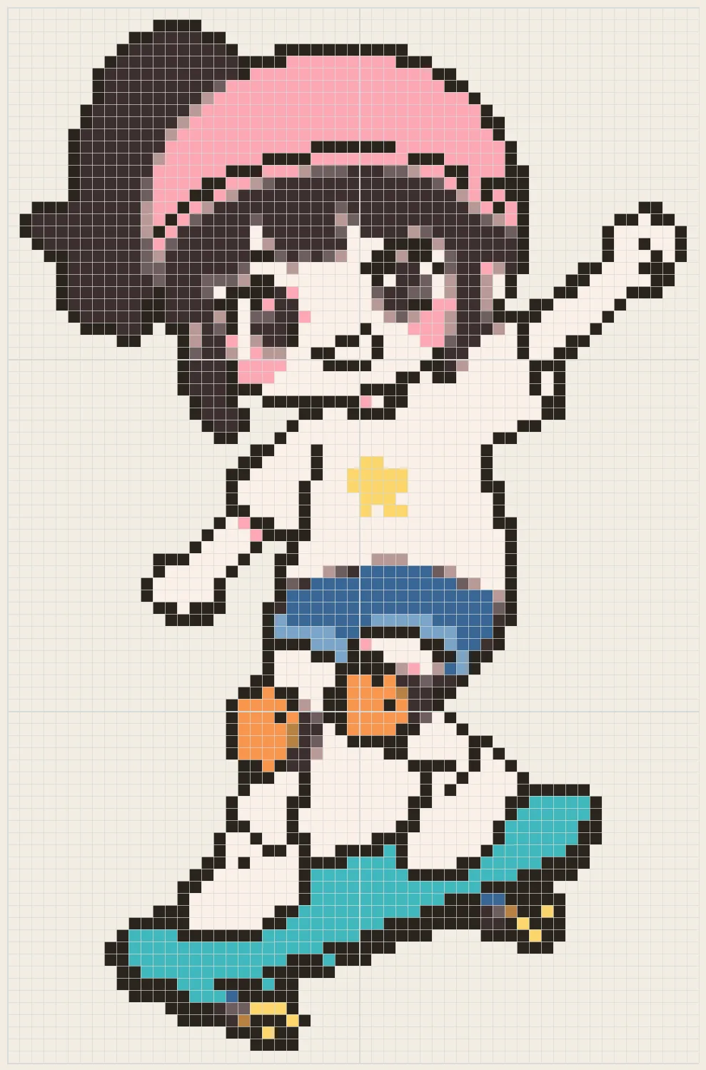 Skateboard girl perler bead pattern