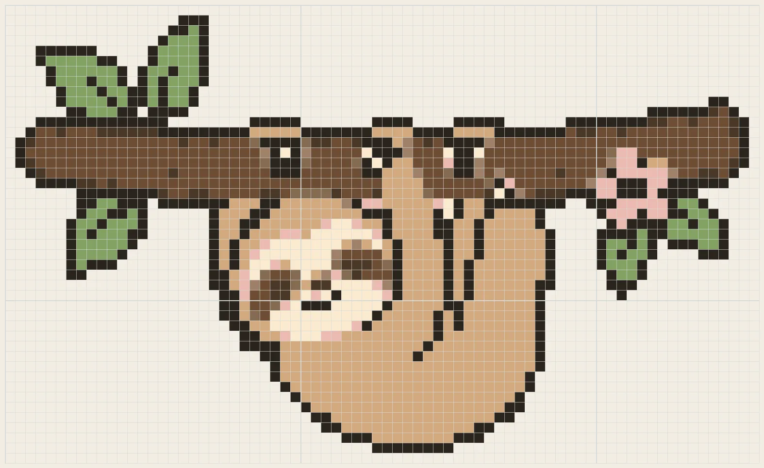 Sloth branch hug perler bead pattern