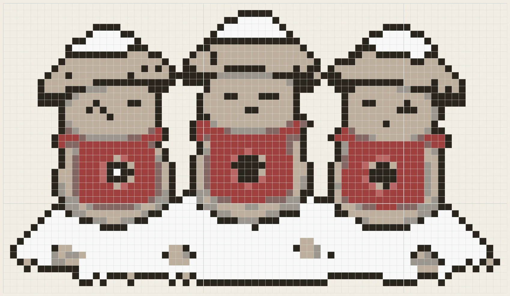Stone statues in straw hats perler bead pattern