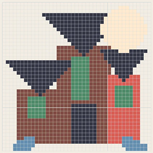 Spooky mansion perler bead pattern