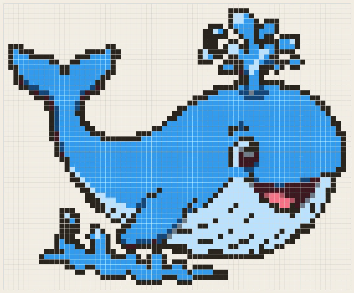 Spouting blue whale perler bead pattern