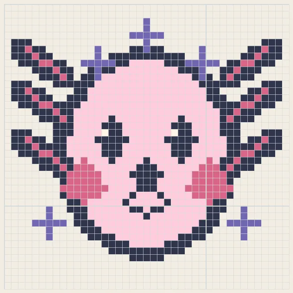Starry axolotl perler bead pattern