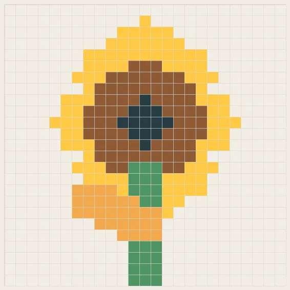 Sunflower bloom perler bead pattern